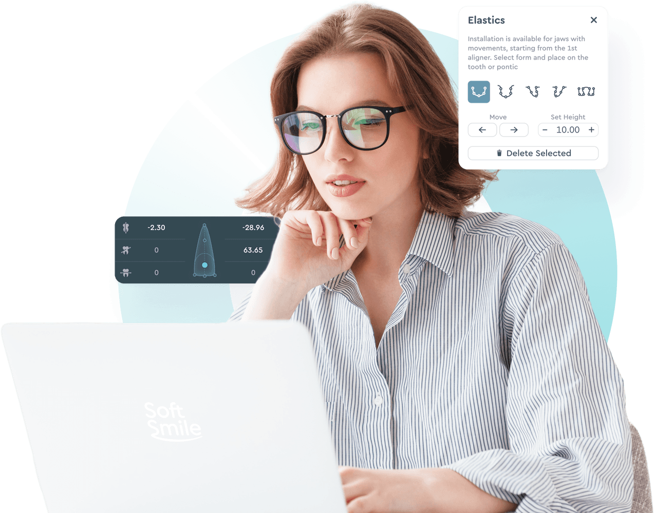 Expert-Driven Clear Aligner Designs Delivered with Speed and Precision by SoftSmile SoftSmile design expert reviewing 3D clear aligner treatment plan on computer